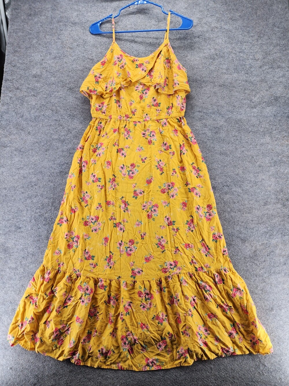 Peyton Parker Dress Womens Large Sleeveless Yellow Floral